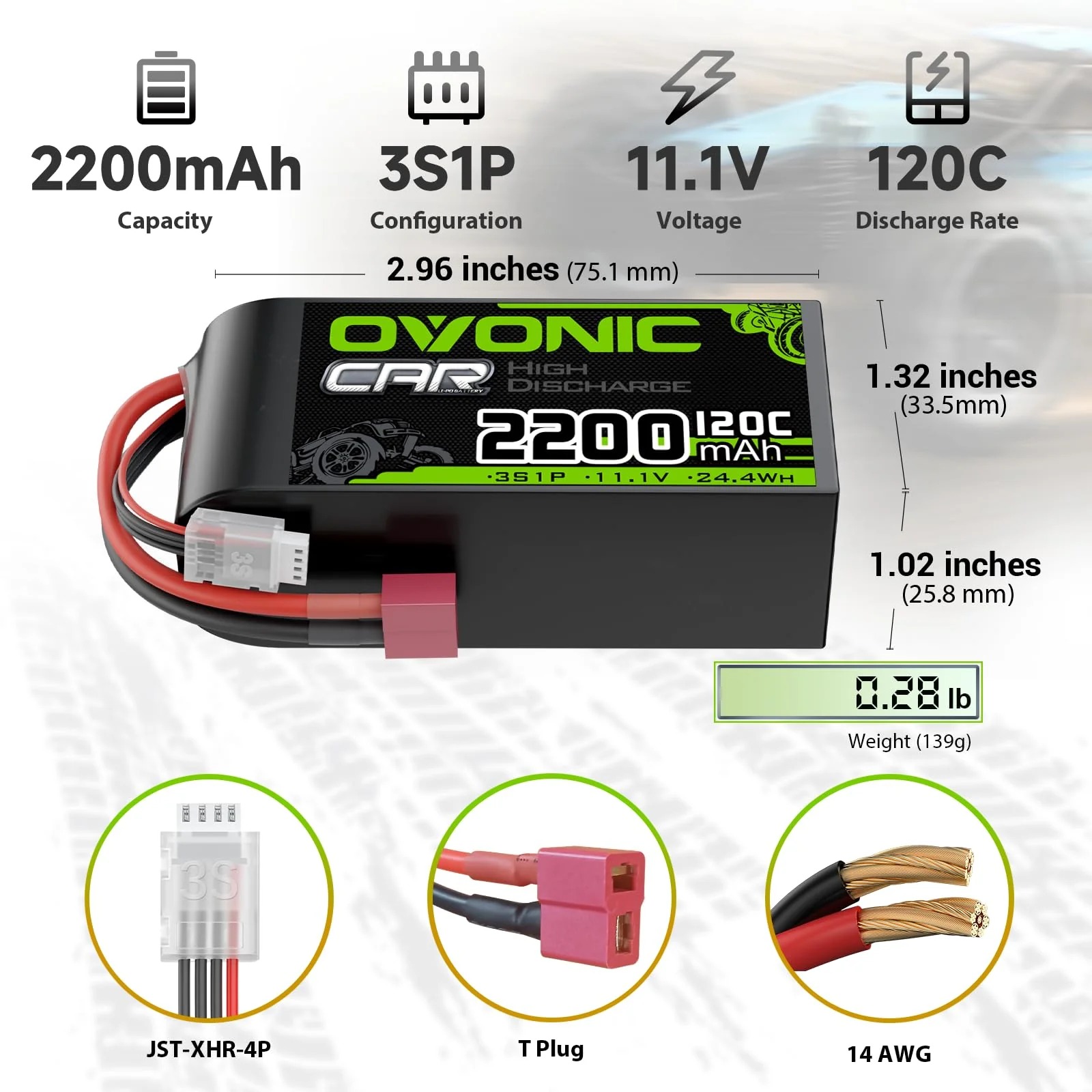 Rc Hobby Grade Truck - Batería LiPo Corta OVONIC 3S 11.1V